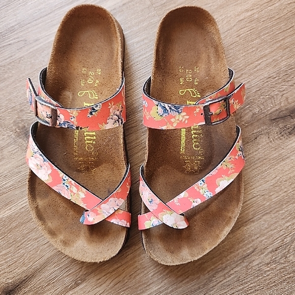 Papillio By Birenstock Coral Floral Cross-Strap Sandals - Picture 2 of 7